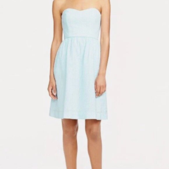 J. Crew Wedding & Parties Mint Green Mandy Striped Strapless Dress Size 10 NWT - Picture 1 of 9